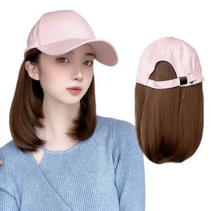 Casquette de baseball avec perruque pour femme, style coréen, cheveux courts longueur clavicule, casquette bec de canard, collection printemps-automne - Product Image 3