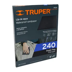 Carta Abrasiva a Umido in Carburo di Silicio, Grana 240, Confezione da 25, TRUPER - Product Image 1