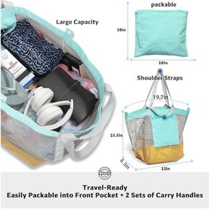 Mesh Bag Large Capacity <b>Nylon</b> Summer Portable Women's <b>Tote</b> With Phone Pouch Everyday Use - Product Image 2