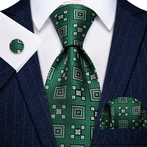 Cravates vertes pour hommes, rayées, à motifs Paisley et floraux, en jacquard <span class=keywords><strong>3D</strong></span>, décontractées et professionnelles, avec pochette de costume et boutons de manchette, idéal pour un cadeau, dropshipping - Product Image 5
