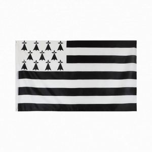 Drapeau carré en polyester noir Llydaw 3x5 avec œillets, impression numérique personnalisée du logo, écologique et durable, pour les cadeaux de mariage - Product Image 1