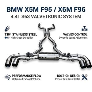 Escape Trasero Vortex de Acero Inoxidable 304 de Alto Rendimiento para BMW X5M F95 X6M F96 4.4T S63 con Puntas Negras Cuádruples y Silenciador Trasero - Product Image 1