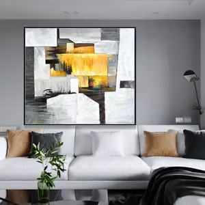 Immagine all'ingrosso personalizzata 80x80cm popolare in bianco e nero Wall Art Canvas pittura a olio astratta per Hotel