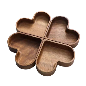 Acacia Wood Modern Crackle Glaze Natural Rectangle Serving Platter 2-Piece Set <b>Snack</b> Storage Food Tray Jewelry <b>Plate</b> - Product Image 1