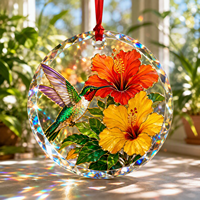 Ornement suspendu en verre de cristal personnalisé, paysage élégant, ornement décoratif en verre de cristal pour la chambre à coucher, le bureau, la décoration murale intérieure