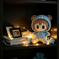 Figurine en peluche de personnage d'anime ODM OEM, tenue à capuche amovible, jouet mascotte personnalisé, jouet en peluche humanoïde en tissu doux pour licence IP
