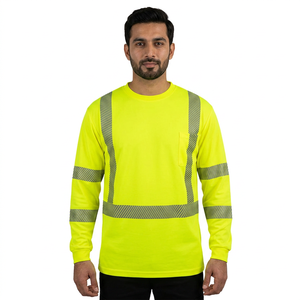 Wholesale Custom Class 2 Water Proof <b>Road</b> Safety Long Sleeve Cross <b>Back</b> High Reflective Hi Vis T-Shirts for Construction - Product Image 1