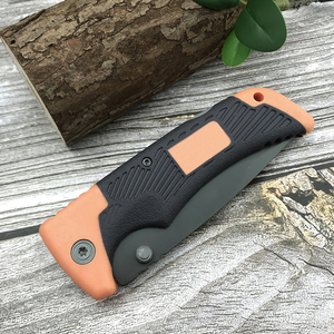Couteau de poche multifonctionnel de chasse EDC pour extérieur, lame mi-dentelée moyenne 8Cr13MoV, poignée antidérapante en caoutchouc, OEM - Product Image 5