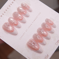 Uñas Postizas de Ojo de Gato Reutilizables de Diseño de Lujo Hechas a Mano, Uñas Artificiales con Pegamento para Mujer, Reutilizables