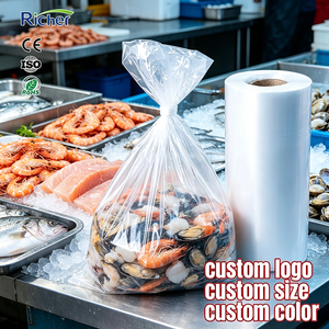 Fresh Seafood HDPE Roll <b>Bags</b> Clear Ice Packing <b>Bags</b> Perforated Dispenser Roll for Fish Market Shrimp Oyster and Aquaculture Use - Product Image 1