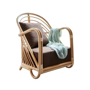 HITECDAD 발코니 농가 컨트리 스타일 등나무 홈 레저 의자 거실 라운지를위한 게으른 의자