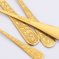 Ensemble de couverts en acier inoxydable martelé et poli sablé, couteaux, cuillères et fourchettes, pour restaurant, mariage, doré