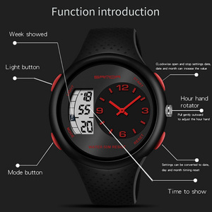 Reloj SANDA 763 para Estudiantes con Doble Pantalla, Doble Zona Horaria, Luminoso, Resistente al Agua, Deportivo - Product Image 2
