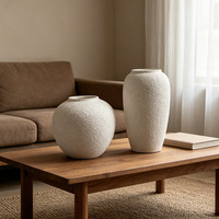 Vase de sol en céramique style Zen Wabi-Sabi, poterie rustique rétro, pièce décorative haut de gamme pour salon, arrangement de fleurs séchées