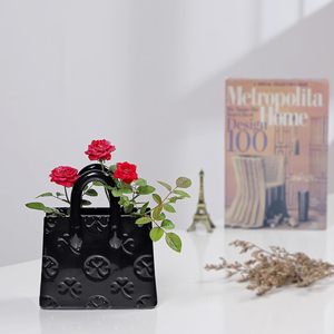 <span class=keywords><strong>Vaso</strong></span> a forma di borsa in ceramica vasi di trifoglio neri carini (fatti a mano) per decorazione <span class=keywords><strong>porta</strong></span> pennelli Organizer e portapenne - Product Image 6