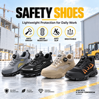 Chaussures de sécurité légères à cadran rotatif, avec embout en acier anti-écrasement, respirantes, antidérapantes, pour la construction industrielle et la protection de la semelle intermédiaire