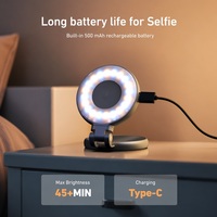 Lampe d'appoint CF 3 modes avec miroir de maquillage intégré, rotative à 360°, pour créateurs de contenu et vlogueurs, rechargeable, magnétique, pour téléphone et selfies