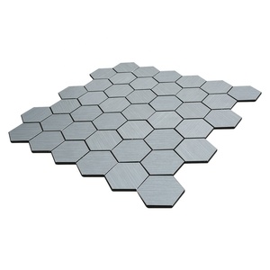 Foshan Factory Grey Hexagon Brushed Aluminum Peel and Stick Mosaic <b>Tile</b> for Wall Decoration - Product Image 3