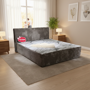 מיטת ספוג מודרנית רכה, ידידותית לסביבה, דחוסה, בגודל קינג סייז, ללא מסגרת, עם ריפוד בד, סט לחדר שינה - Product Image 1