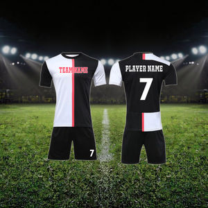 Alta qualità personalizzabile rosso giallo adulto maglia da calcio estate Set di maglie bianche personalizzate all'ingrosso calcio uniforme con scollo corto - Product Image 5