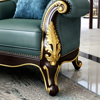 Nouveau haut de gamme pleine maison design en bois royal meubles canapé ensemble doré sculpté canapé design européen en cuir canapé ensemble