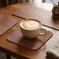 Sous-verres carrés vintage en cuir PU, résistants à la chaleur, antidérapants, pour tasses à café et à thé