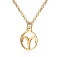 QH gros plaqué or Cz astrologie collier lettre signe bijoux en acier inoxydable 12 collier du zodiaque