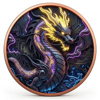Sculpture décorative orientale en cuivre pur 999 de 1 oz, motif Dragon Chinois, Art Métallique 3D en Relief, Couleurs UV, Effet Proof-like
