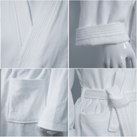Robe de couple avec col châle en coton éponge double face, blanche, respirante et épaisse, pour les vacances et l'usage quotidien, taille unique