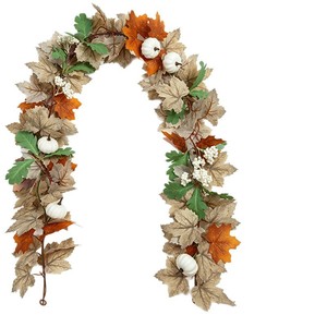 Guirnalda de Hojas de Arce Otoñales con Calabazas Blancas y Bayas, Decoración Artificial para el Día de Acción de Gracias, Decoración para el Hogar y Exteriores - Product Image 5