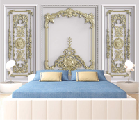Décor de maison de style européen Papier peint PVC de luxe à motif orné d'or Décoration de la maison