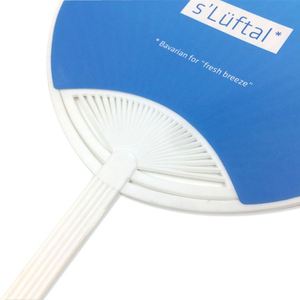 Éventail portable personnalisé avec logo imprimé, poignée en papier écologique et PP, idéal pour la publicité - Product Image 3
