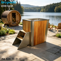 BROPOOLS Spa intérieur/extérieur écologique pour 1 personne en cèdre rouge moderne et acier inoxydable pour villa ou salle de sport