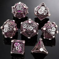 Ensemble de dés métalliques polyédriques creux 7 pièces, motif bulle, argenté vert nacré, pour D&D, Dungeons & Dragons, RPG, jeux de société, boîte cadeau