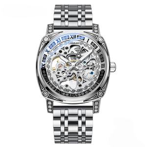 Reloj mecánico retro hecho a mano, hueco, deportivo, para negocios, resistente al agua, con manecillas luminosas, correa de cuero de 22 mm, estilo de moda para hombre - Product Image 6