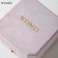 WEIMEI benutzer definierte Achteck Mikro faser lila Ring Halskette Anhänger LED Schmuck verpackung Box