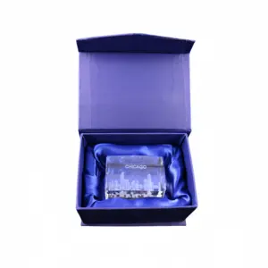 Vendita calda souvenir blocchi di vetro/cubi regalo 3d laser Chicago inciso cristallo/fermacarte cristallo bianco fermacarte foto fermacarte