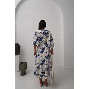 Robe décontractée élégante pour femme, motif bleu, ceinturée et zippée, transparente, tailles XS à XL, vente en gros ODM - Product Image 1