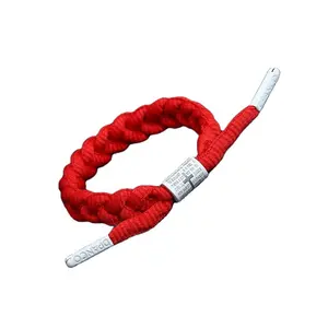 手工十字颜色制作红色编织棉绳手镯可调节
