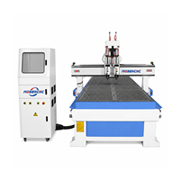 Fresadora CNC de doble cabezal Jinan Mosencnc, máquina de grabado de madera de doble husillo para producción en masa de puertas de gabinetes y muebles