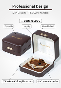 Nhà Máy Odm Sang Trọng PU Da & Tốt Nhung Lót Hình Vuông Vòng Đeo Đồ Trang Sức Bao Bì Hộp Với Biểu Tượng Tùy Chỉnh - Product Image 4