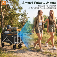 Carrello Utilitario Pieghevole FollowFit X2 di Nuovo Arrivo con Funzione di Seguimento Visivo AI, Controllo Remoto 100m e Assistenza Elettrica, Ideale per Campeggio e Foresta