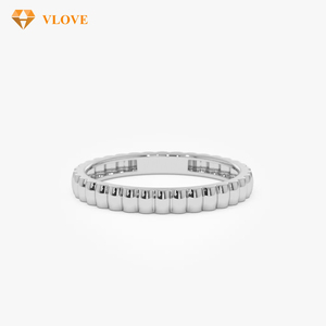 Bague en or massif 14 carats 585, bague de fiançailles, motif brique, alliance, bijoux fins, Ribbeb, femme, homme - Product Image 5