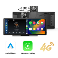 Caméra embarquée double avec moniteur à distance 4G, écran CarPlay, Android Auto, écran tactile 10,26 pouces, navigation GPS, système de sécurité DVR pour voiture