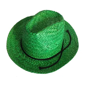 도매 새로운 세련된 녹색 손바닥 잎 모자 브랜드 맞춤형 색상 저렴한 가격 태양 모자 남녀 공용 수제 여름 밀짚 모자