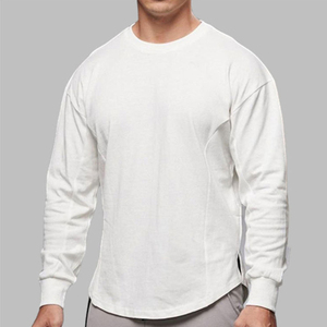 <span class=keywords><strong>Sudadera</strong></span> <span class=keywords><strong>deportiva</strong></span> informal para hombre, de manga larga, con dobladillo curvo, talla grande, color blanco - Product Image 5