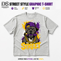 T-shirt Oversize 220 g/m² en Coton Tricoté 100% avec Imprimé STREET OLD, Style Streetwear Vintage Unisexe Coupe Classique Grammage Lourd