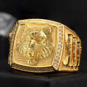 Bague ajustable en argent sterling 925 plaqué or <span class=keywords><strong>de</strong></span> haute qualité personnalisée, design lion unique, <span class=keywords><strong>meilleure</strong></span> vente pour les mariages et les fêtes - Product Image 5