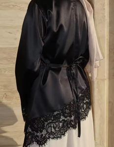 Zevity Camicetta da Donna Sexy Nera e Bianca con Orlo in Pizzo Asimmetrico in <span class=keywords><strong>Raso</strong></span> Morbido, Top Chic in Poliestere per Clubwear - Product Image 3