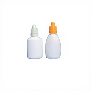 Wholesale White Flat Plastic <b>Dropper</b> <b>Bottles</b> with Customized Color Caps - Product Image 1